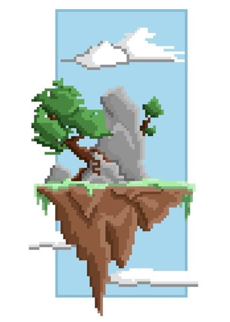Pixel Landscape : Flying Island. A landscape made in pixel art. | Pixel art landscape, Cool ...