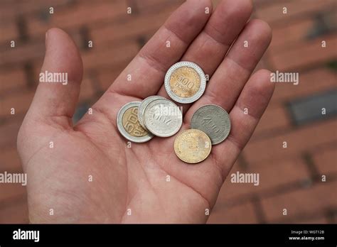 Colombian Peso Coins Held in HAnd Stock Photo - Alamy