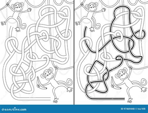 Monkey Maze Game Vector Illustration | CartoonDealer.com #61026812