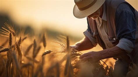 Premium AI Image | The farmer is harvesting ripe crops