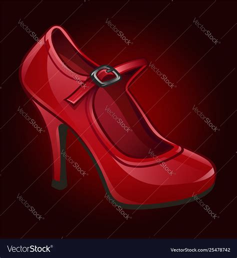 Red shoe isolated on dark Royalty Free Vector Image