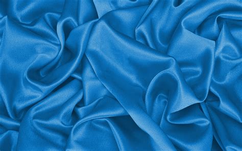 Download wallpapers 4k, blue silk texture, wavy fabric texture, silk, blue fabric background ...