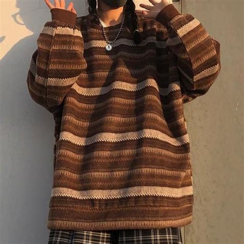 AESTHETIC KOREAN STYLE KNITTED SWEATER | Brown outfit, Aesthetic clothes, Clothes