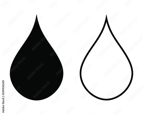 Water drop shape icon symbol. Flat style and outline. Vector ...