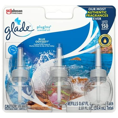 Glade PlugIns Scented Oil Refill Blue Odyssey, Essential Oil Infused ...