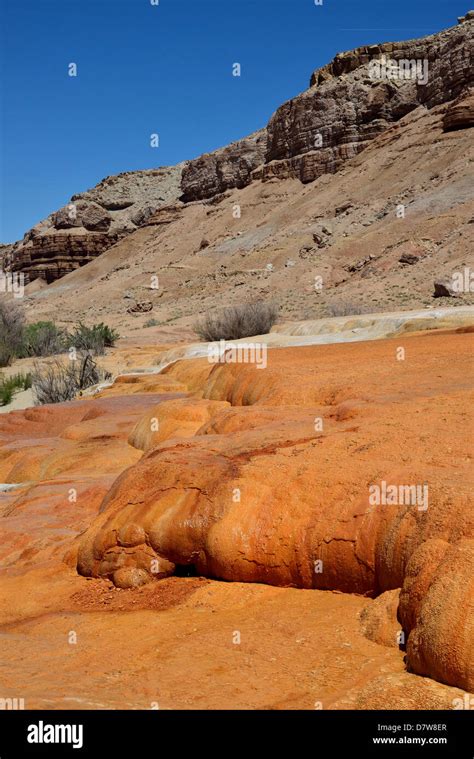 Bright orange travertine deposits at the Crystal Geyser. Green River, Utah, USA Stock Photo - Alamy