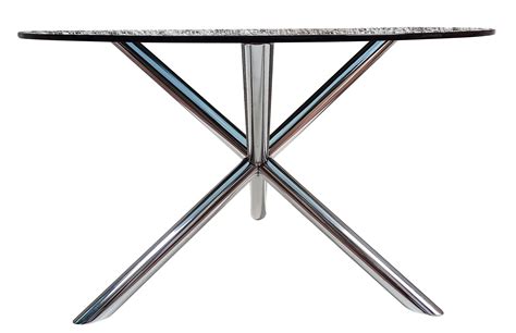 Smoked glass and chrome-plated steel round table, 1970s | intOndo