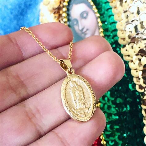 Gold Coin Necklace, Pendant Necklace, Virgin Mary Necklace, Catholic Jewelry, Message Jewelry ...