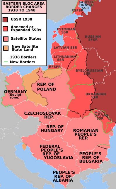 Eastern Bloc Area Border Changes from 1938 to 1948 - Vivid Maps