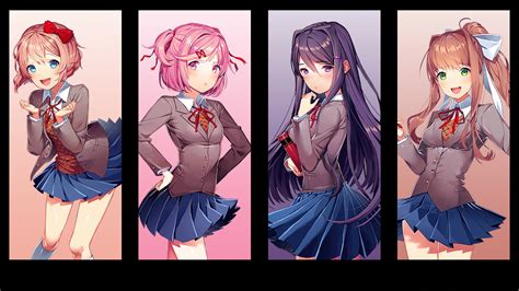 [OC] Made a DDLC wallpaper in the style of RWBY's posters. Textless version in the comments. : r ...