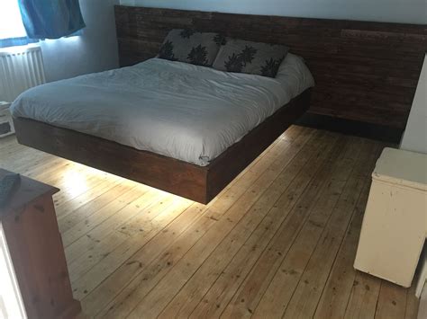 Floating bed from pallets and scaffold boards | Floating bed, Pallet beds, Bed