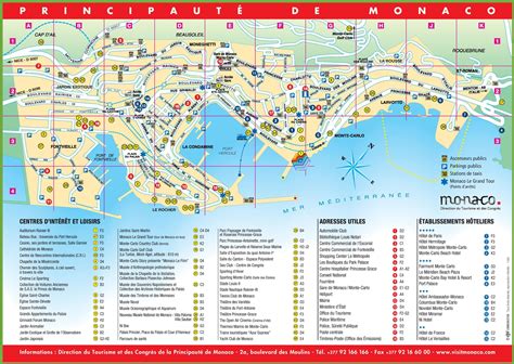 Map of Monaco tourist: attractions and monuments of Monaco