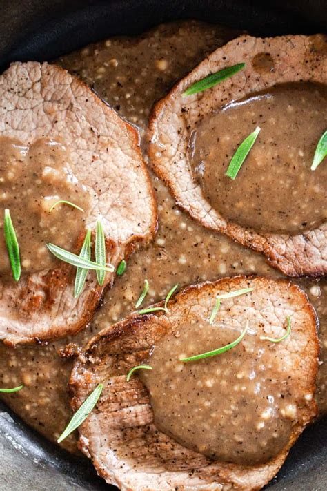 Marinaded Eye of Round Steak with White Wine Gravy - Cast Iron Skillet ...