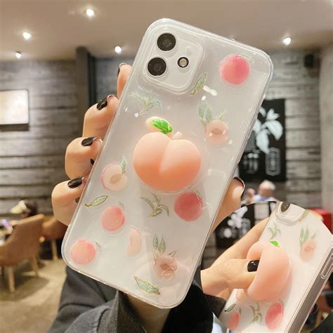 3D Fruit Peach flexible Silicone Phone Case For iphone 12 11 Pro Max Mini 8 6 6S 7 Plus Xr X Xs ...