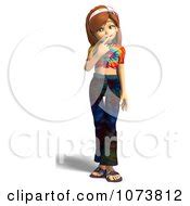 Clipart 3d Hippie Girl Shrugging - Royalty Free CGI Illustration by Ralf61 #1073811