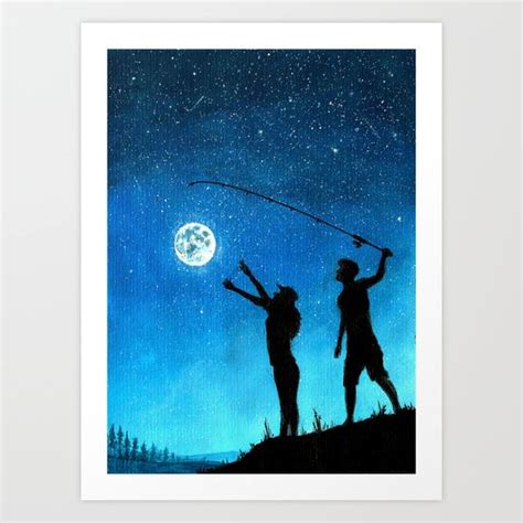 " Moon Fishing " | Art, Painting, Art prints