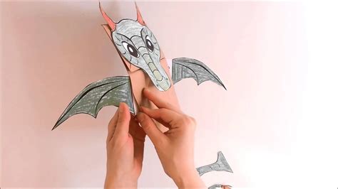 How to make a dragon paper bag puppet - YouTube