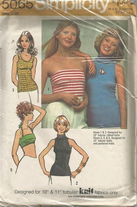 1970s Tube Tops For Knits Only Tank Top Bra Top Simplicity | Etsy | Top sewing pattern, Vintage ...