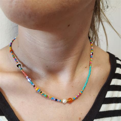 Colorful bead necklace / necklace beaded colors / multicolor | Etsy