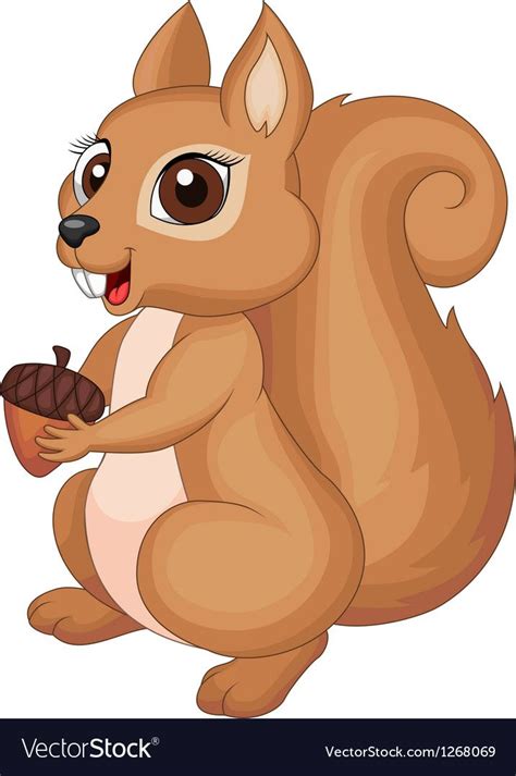 Vector Illustration of Cute cartoon Squirrel holding a corn. Download a ...