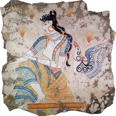 Saffron Goddess, Minoan (Santorini), Akrotiri Frescoes, c. 1600 B.C. [2185 × 2172 ...