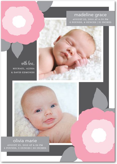 Double Blooms:Princess | Birth announcement, Twin birth announcements, Unique invitations