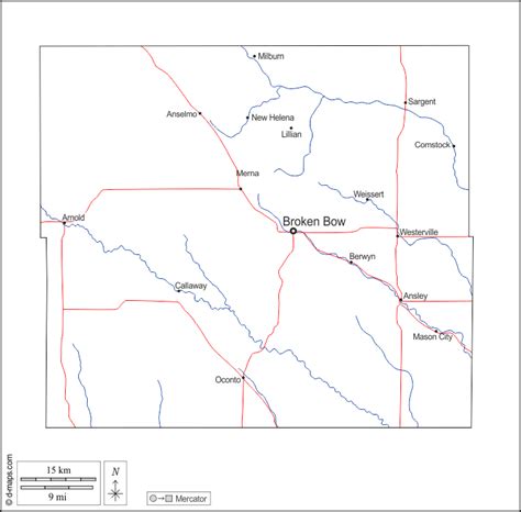 Custer County free map, free blank map, free outline map, free base map outline, hydrography ...