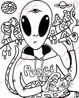 Adult Coloring Page Stoner Alien psychedelic trippy 420  Etsy sketch template