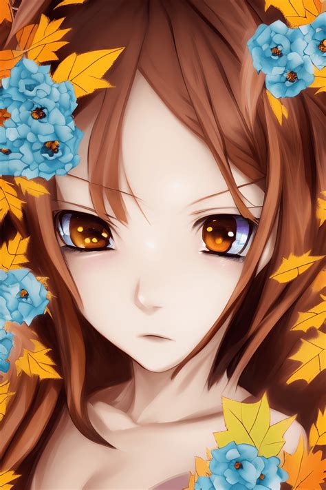 Fantasy Anime Girl Chrysalis with Autumn Leaves · Creative Fabrica