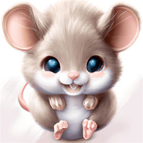 Adorable Cartoon Fluffy Happy Baby Mouse · Creative Fabrica