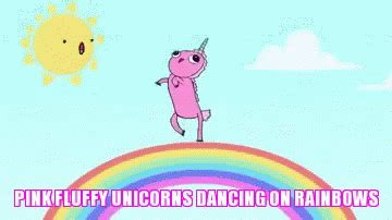 Pink fluffy unicorns dancing on rainbows 🤪 Unicorn And Glitter, Unicorn ...