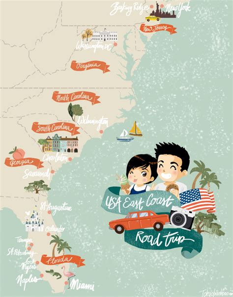 Carte animée « USA East coast Road trip » | Le monde de Tokyobanhbao: Blog Mode gourmand
