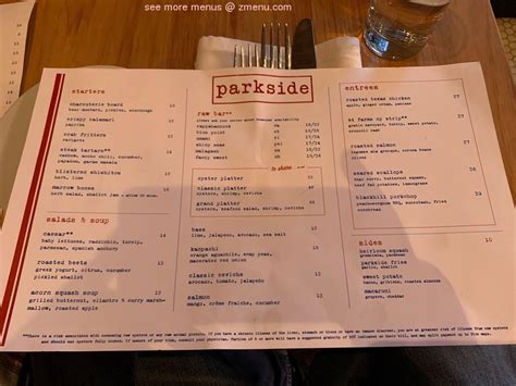 Online Menu of Parkside Restaurant, Austin, Texas, 78701 - Zmenu