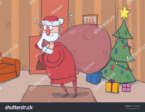 Funny Confused Santa Claus Big Bag Stock Vector (Royalty Free) 759483943 | Shutterstock