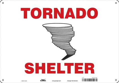 CONDOR Safety Sign, Tornado Shelter, Sign Header No Header ...