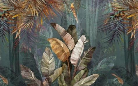 Tropical Wallpaper, Big Banana Leaf, Peel and Stick, Black Bacground, Living Room Decor, Art ...