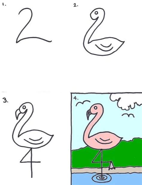 How to draw a Flamingo for kids | Drawing for kids, Kids art projects, Easy drawings