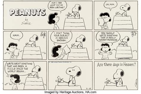 Peanuts Snoopy and Lucy Sunday Comic Strip Original Art dated 9-10-89 ...