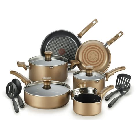 T-Fal, Comfort Titanium Nonstick, Bronze 14 Piece Cookware Set, - Walmart.com - Walmart.com