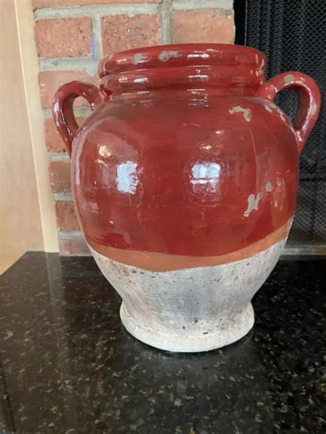 POTTERY BARN TUSCAN Tuscany glaze terra cotta ceramic Urn Jug Jar Vase Red $150.00 - PicClick