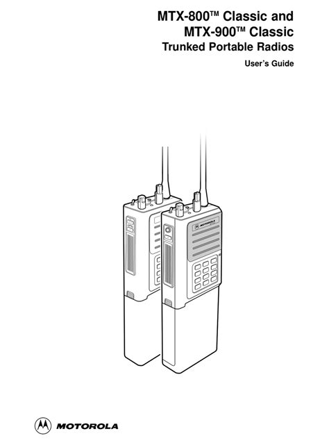 MOTOROLA MTX-800 CLASSIC USER MANUAL Pdf Download | ManualsLib