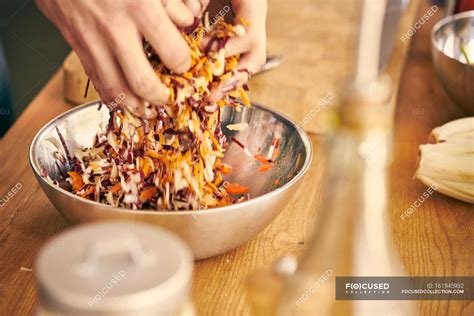 Chef tossing salad — Hand, Food Industry - Stock Photo | #161945932