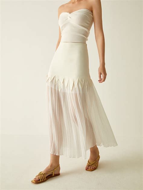 Sheer Pleated Midi Skirt – COMMENSE