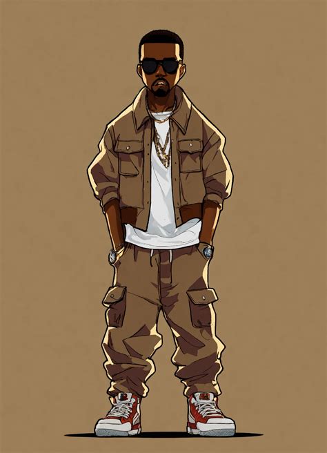 Lexica - Hip hop art style Kanye West boondocks full body