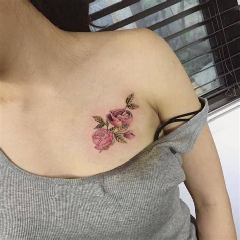 Beautiful Chest Tattoos for Girls - TattoosforGirls.com | Chest tattoos for women, Pink rose ...