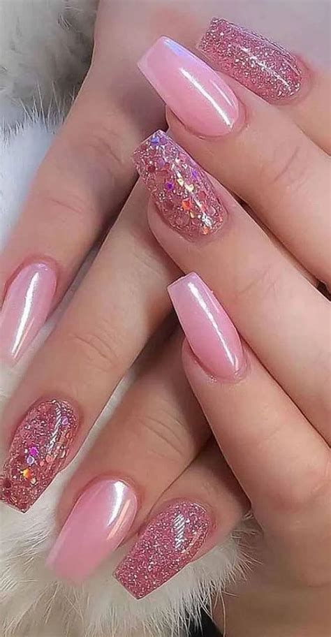 28 Fantastic Pink Nail Designs Glitter Color Combos | Pink nail art designs, Glamorous nails ...