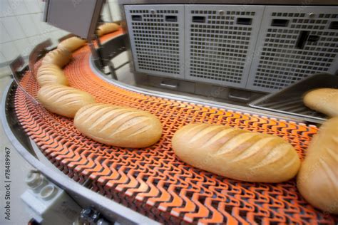 Bread bakery food factory. White bread. loaf Stock Photo | Adobe Stock