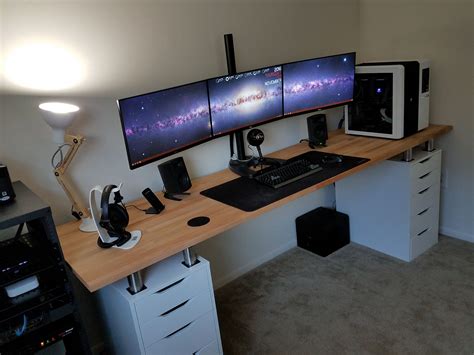 Dual Monitor Computer Desk, Computer Desk Setup, Gaming Room Setup, Gaming Desk, Pc Setup ...