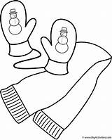 Scarf And Mittens  Coloring Page Winter sketch template