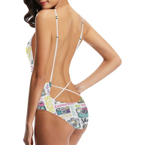 Photo Camera Sexy Lacing Backless One-Piece Swimsuit Plus Size XS-5XL – uscoolprint